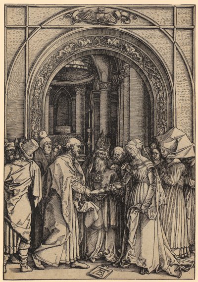Il fidanzamento di Maria, foglio 7 della serie "La vita di Maria" da Albrecht Dürer