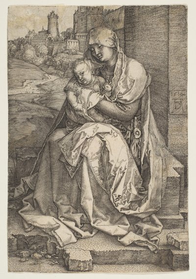 Vergine e Bambino seduti vicino al muro, 1514 da Albrecht Dürer