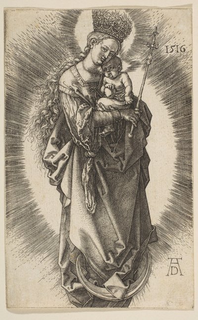 Vergine sulla mezzaluna con scettro e corona stellata da Albrecht Dürer