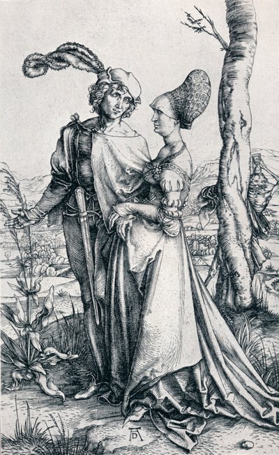 Giovane coppia minacciata dalla morte o La passeggiata, 1495 da Albrecht Dürer