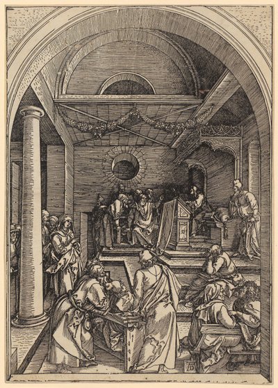 Gesù dodicenne nel Tempio, foglio 16 della serie "La vita di Maria" da Albrecht Dürer