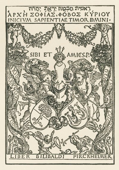 Targa di Willibald Pirckheimer, 1502 circa (xilografia) da Albrecht Dürer or Duerer