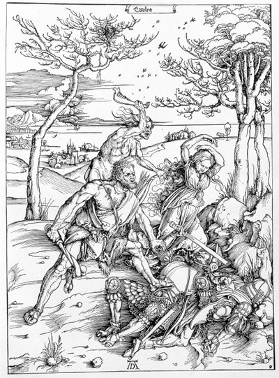 Ercole che uccide i Molionidi, 1496/98 circa (xilografia) da Albrecht Dürer or Duerer