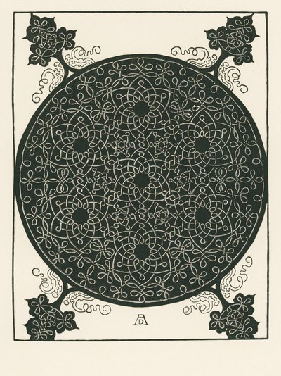 Nodo con piccolo cerchio nero al centro, ripetuto sei volte. da Albrecht Dürer or Duerer