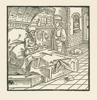 Il maestro Catone, in punto di morte, dà buone istruzioni al figlio da Albrecht Dürer or Duerer