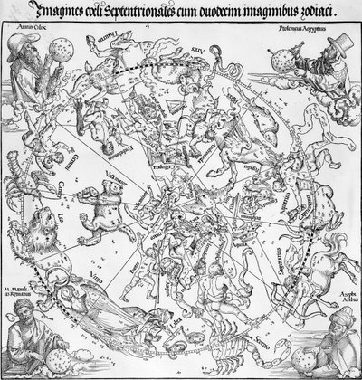 Coppia di mappe degli Emisferi Celesti Settentrionale e Meridionale da Albrecht Dürer or Duerer