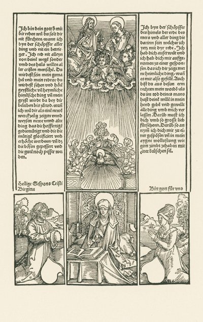 Santa Birgitta come intercessione, con una coppia di sposi in preghiera da Albrecht Dürer or Duerer