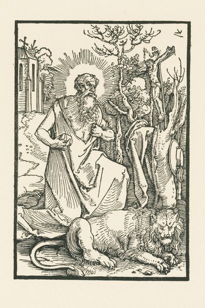 San Girolamo. Illustrazione a Lukas von Prag: Apologia. Stampata da Hieronymus Höltzel, Norimberga. da Albrecht Dürer or Duerer