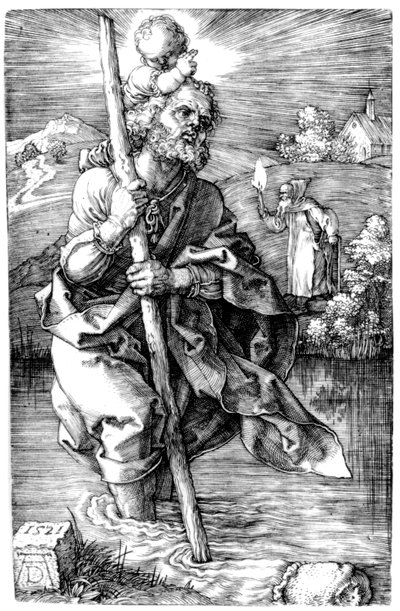 San Cristoforo rivolto a destra, 1521 da Albrecht Dürer
