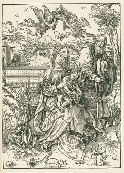 La Sacra Famiglia con tre lepri, 1497 circa (xilografia) da Albrecht Dürer or Duerer