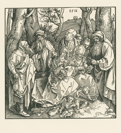 La santa parentela con gli angeli suonatori di liuto da Albrecht Dürer or Duerer