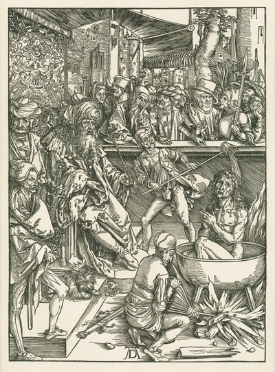 Il martirio di San Giovanni Evangelista, 1496-97 circa (xilografia) da Albrecht Dürer or Duerer