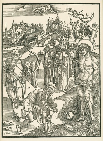 Il martirio di San Sebastiano, 1500 circa (xilografia) da Albrecht Dürer or Duerer