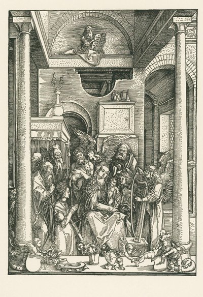 La Vergine adorata da angeli e santi, 1502 circa (xilografia) da Albrecht Dürer or Duerer