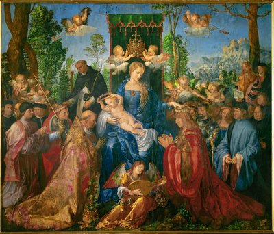 La festa della ghirlanda di rose (olio su tavola) da Albrecht Dürer or Duerer
