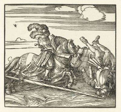 Due cavalieri che combattono a cavallo da Albrecht Dürer or Duerer