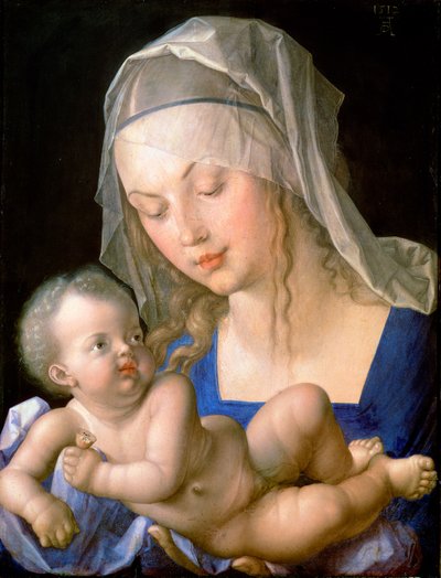 Vergine e bambino con una pera a metà mangiata da Albrecht Dürer