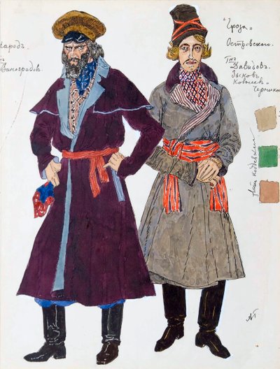 Costume per il dramma La Tempesta di Alexander Ostrovsky, 1916 da Aleksandr Jakovlevic Golovin