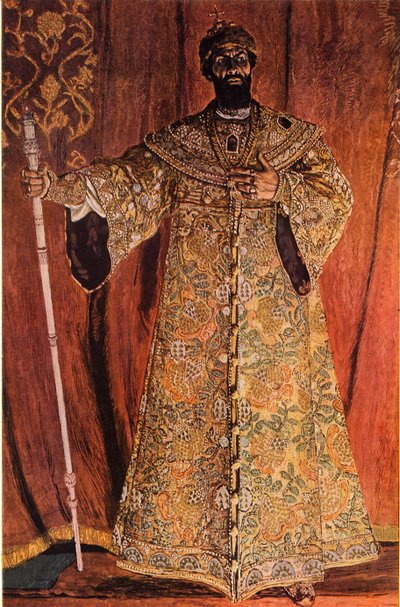 Ritratto di Fëdor Ivanov Šaljapin nel ruolo di Boris Godunov da Aleksandr Jakovlevic Golovin