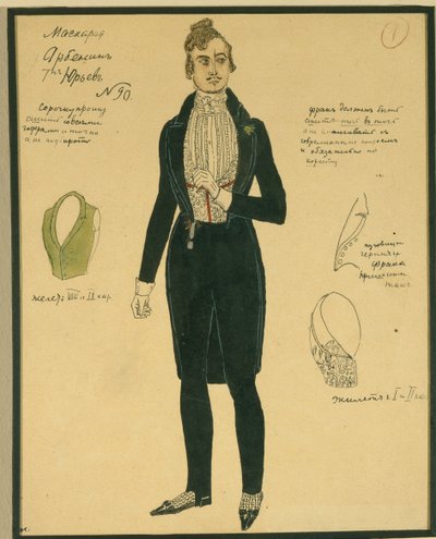 Arbenin. Costume per la commedia Il Masquerade di M. Lermontov, 1917 da Aleksandr Jakovlevic Golovin