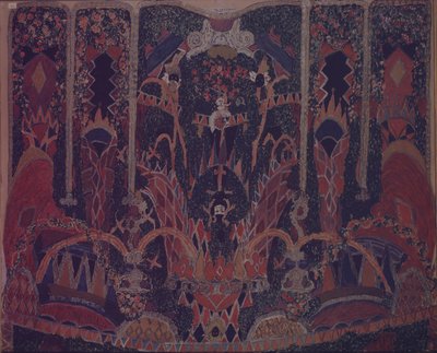 Progetto di sipario per la commedia teatrale Il Mascherato di M. Lermontov, 1917 da Aleksandr Jakovlevic Golovin
