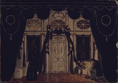 Scenografia per la commedia teatrale Il Mascherato di M. Lermontov da Aleksandr Jakovlevic Golovin