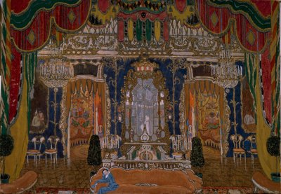 Scenografia per la commedia teatrale Il Mascherato di M. Lermontov, 1917 da Aleksandr Jakovlevic Golovin