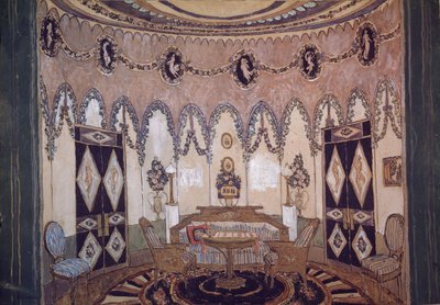 Scenografia per la commedia teatrale Due fratelli di M. Lermontov, 1915 da Aleksandr Jakovlevic Golovin