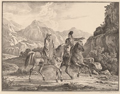 Uomo e donna velata a cavallo da Aleksandr Osipovich Orlovskii