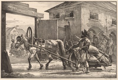 Slitta carica di farina guidata da un isvoschik da Aleksandr Osipovich Orlovskii