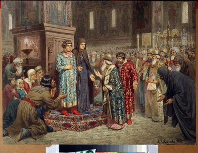 Elezione di Michele Romanov al rango di zar il 14 marzo da Aleksei Danilovich Kivshenko