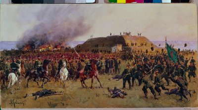 La presa della fortezza di Gorni Dubnik il 24 ottobre 1877 da Aleksei Danilovich Kivshenko