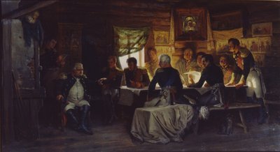 Il consiglio militare nel villaggio di Fili vicino a Mosca il 13 settembre 1812, 1882 da Aleksei Danilovich Kivshenko