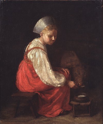 Una contadina con un vitello, 1829 da Aleksei Gavrilovich Venetsianov