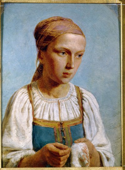 Ricamatrice di campagna da Aleksei Gavrilovich Venetsianov
