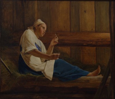 Ragazza su un materasso di fieno da Aleksei Gavrilovich Venetsianov