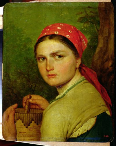 Ragazza con un vaso di corteccia di betulla da Aleksei Gavrilovich Venetsianov