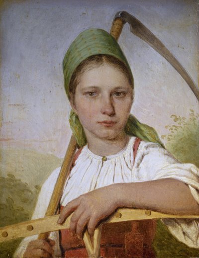 Contadina con falce e rastrello, prima del 1825 da Aleksei Gavrilovich Venetsianov