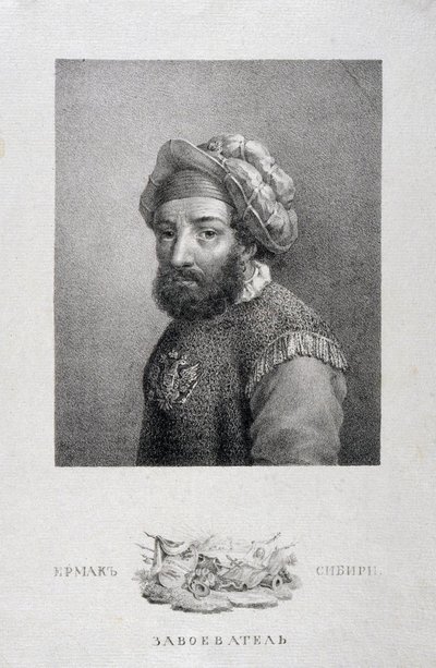 Ritratto del leader dei cosacchi, Conquistatore della Siberia Yermak Timopheyevich -1585, 1818 da Aleksei Gavrilovich Venetsianov