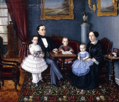 Ritratto di una giovane famiglia, 1855 da Aleksei Iagodnikov