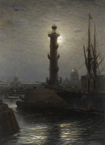 La colonna rostrale vicino alla Borsa di San Pietroburgo, 1878 da Aleksei Petrovich Bogolyubov