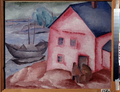 Una casa rosa vicino al fiume da Aleksey Kravchenko