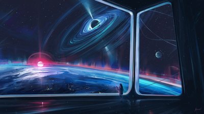 Vista del pianeta dal buco nero da Alena Aenami