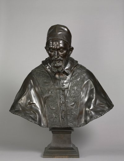 Ritratto di Papa Innocenzo X Pamphili, progettato 1647-1648, fuso 1650-1700 da Alessandro Algardi