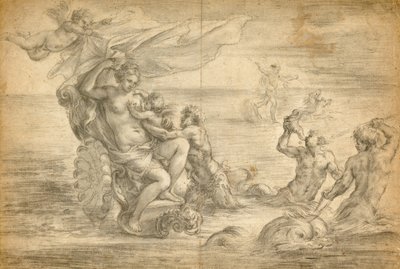 Venere seduta nel suo carro marino che succhia Cupido da Alessandro Algardi