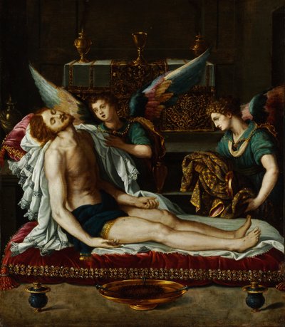 Il Corpo di Cristo consacrato da due angeli da Alessandro Allori