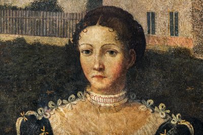 Ritratto di una nobildonna, (dettaglio) della Piccola Sala delle Nobildonne da Alessandro Bonvicino Moretto