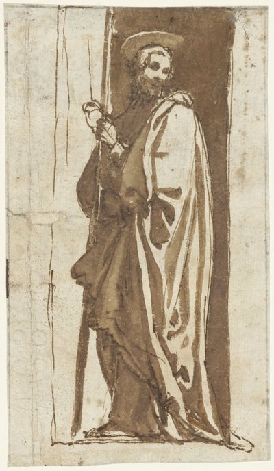 Santo in piedi in una nicchia (Giovanni Battista?) da Alessandro Casolani (possibly)