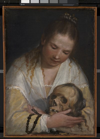 Una giovane donna che contempla un teschio da Alessandro Casolani