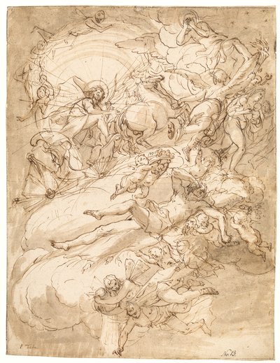 Apollo nel suo carro, disegno per un dipinto sul soffitto da Alessandro Gherardini